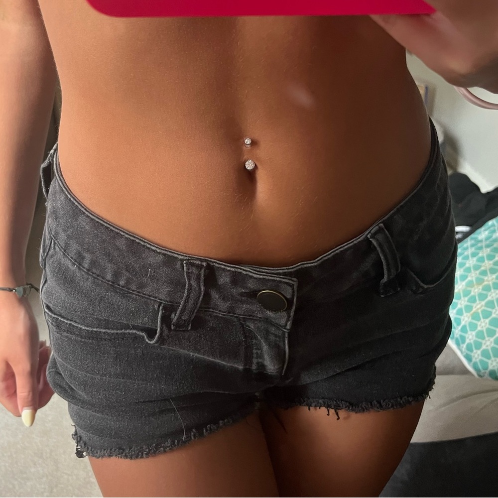 Black denim shorts low waisted